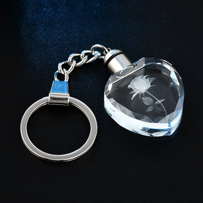K9 Crystal Keyring with LED Light inside Crystal Blank Key Ring Commemorative Pendant Souvenir for Luminous Interior Accessories