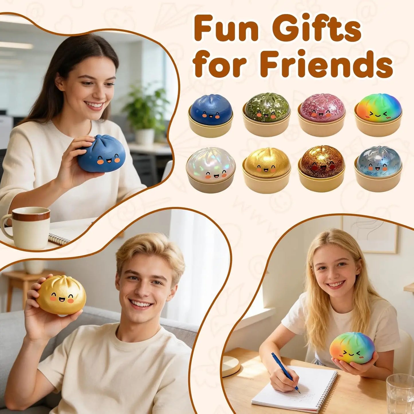 Glitter Dumpling Squishy, New Mystery Glitter Dumpling Squishies Box, Jumbo Squishy Toy with Steamer Box,