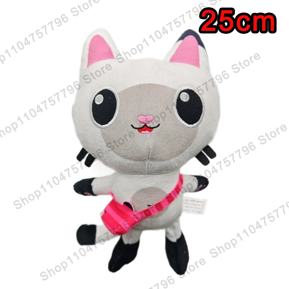 8pcs New Gabbys doll house Plush keychain Toy Mercat Cartoon Stuffed Animals Smiling Cat Car Cat Hug Gaby Girl Birthday Gift