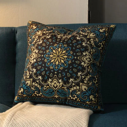 Ethnic Style Retro Pillow with Core Bohemian Square Cushion Homestay Bedroom Living Room Sofa Backrest Lumbar Pillow