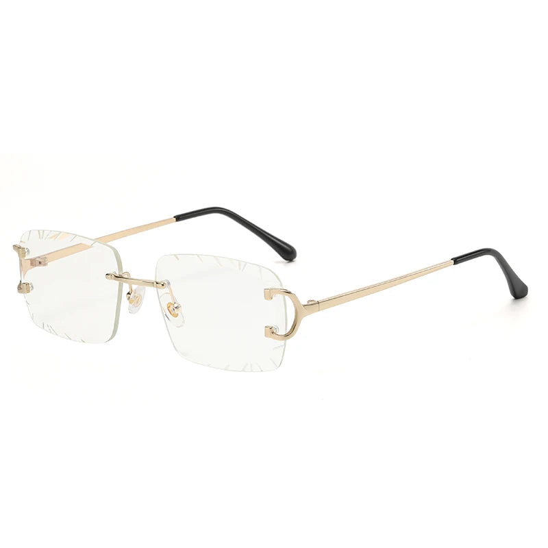 Fashion Square Rimless Glasses Trend Metal High-Hrade Men's And Women's Sunglasses Street Shot Travel Eyewear