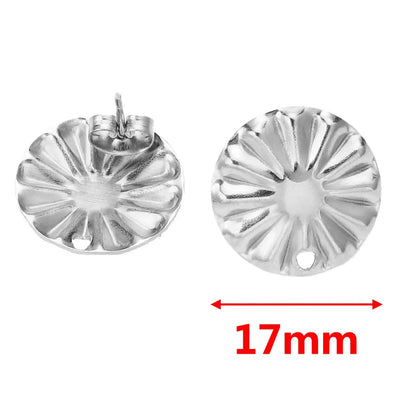 10pcs Lot Stainless Steel Gold Earrings Ripple Flower Hooks Posts Earrings Back for DIY Jewelry Making Supplies Wholesale Bulk