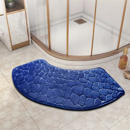 Curved Bathroom Mat — Non-Slip Pebble Texture