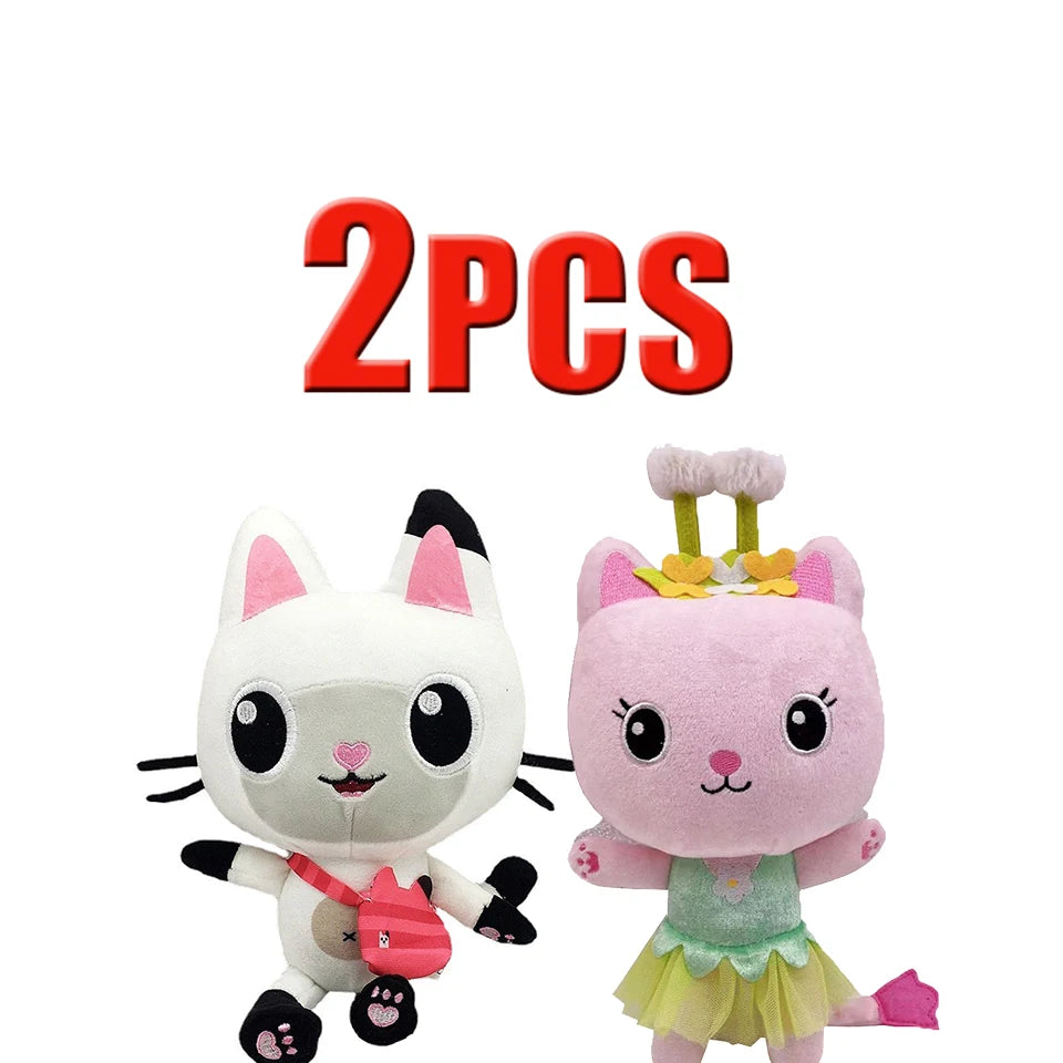 ##8-Piece Gabby Doll House Plush Toy Set 25cm Mermaid Cat Stuffed Animal Cartoon Doll Children's Christmas Gift
