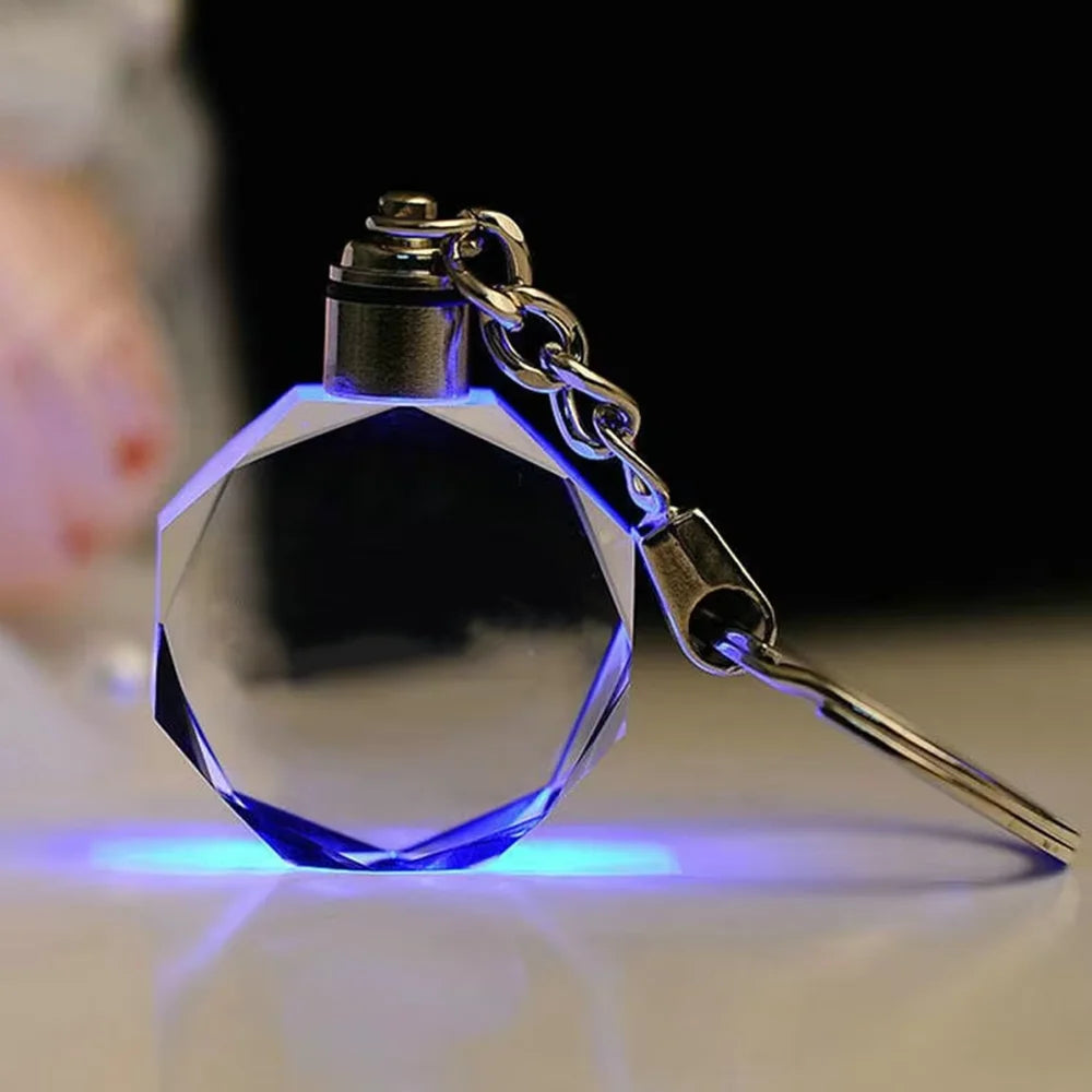 K9 Crystal Keyring with LED Light inside Crystal Blank Key Ring Commemorative Pendant Souvenir for Luminous Interior Accessories