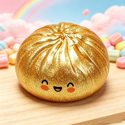 Glitter Dumpling Squishes Stress Balls 2026 Viral Fidget Toy Colorful Simulation Steamed Bun Decompression Toy for Anxiety