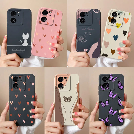 For Xiaomi 13T Pro Case Love Heart Soft Liquid Silicone Camera Protection Back Cover For Xiaomi13T 13TPro Anti Drop Phone Cases