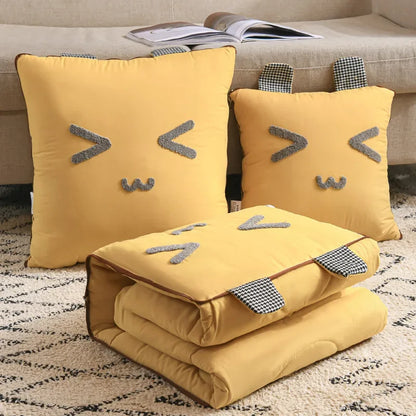 Car Cushion 2-in-1 Pillow Blanket Multi-Functional Sanding Cartoon Pillow Quilt Pillow Blanket