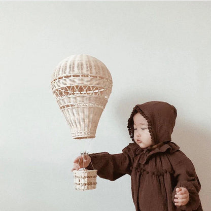 Rattan Hot Air Balloon — Handwoven Wall Decor