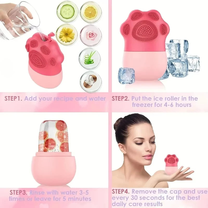 Silicone Ice Face Roller Facial Cube Roller Trays Beauty Lifting Massage Ball Contouring Treatment Skin Care Reduce Acne Tool