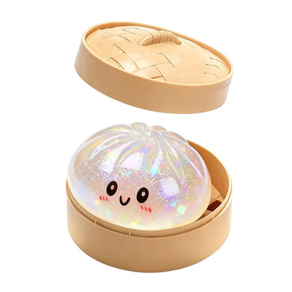 Squishy Dumpling Steamed Bun Toy Slow Rising Rebound Glitter Stress Relief Ball Fidget Random Face Coloful Squeeze Pinch Toy