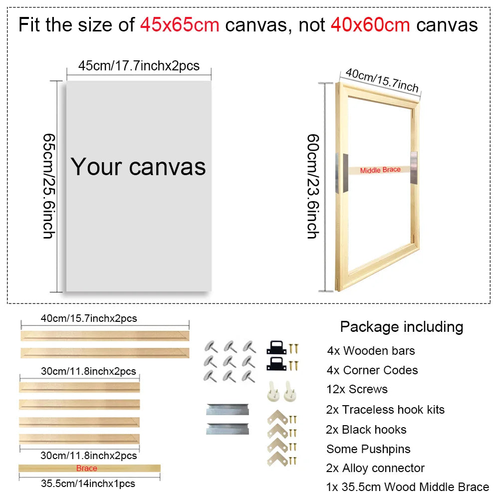 40x60 50x70 60x90 60x120 DIY Wood Frame Kit for Canvas Oil Painting Frame Bars Wood Frame for Diamond Painting Wall Art Frame