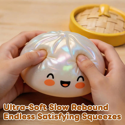 Glitter Dumpling Squishy, New Mystery Glitter Dumpling Squishies Box, Jumbo Squishy Toy with Steamer Box,