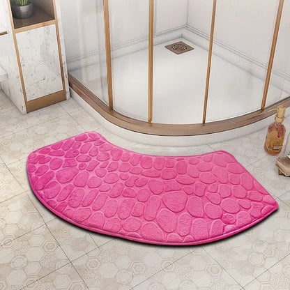 Curved Bathroom Mat — Non-Slip Pebble Texture