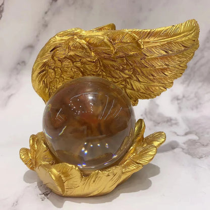 1pc Creative angel wings, resin handcrafted crystal ball base, desktop decoration, glass ball seat, display item base