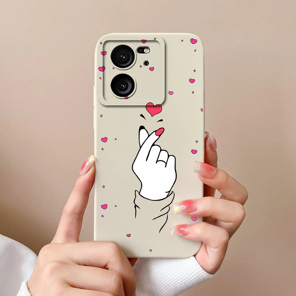 For Xiaomi 13T Pro Case Love Heart Soft Liquid Silicone Camera Protection Back Cover For Xiaomi13T 13TPro Anti Drop Phone Cases