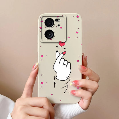 For Xiaomi 13T Pro Case Love Heart Soft Liquid Silicone Camera Protection Back Cover For Xiaomi13T 13TPro Anti Drop Phone Cases