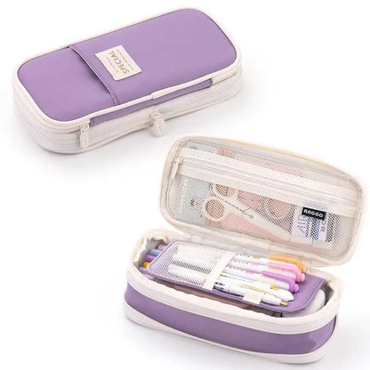 High Capacity Pencil Bag Solid Color Pen Holder School Supplies Durable Big Stationery Case Eraser Organizer for Boys Girls Gift