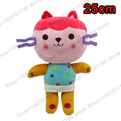 8pcs New Gabbys doll house Plush keychain Toy Mercat Cartoon Stuffed Animals Smiling Cat Car Cat Hug Gaby Girl Birthday Gift