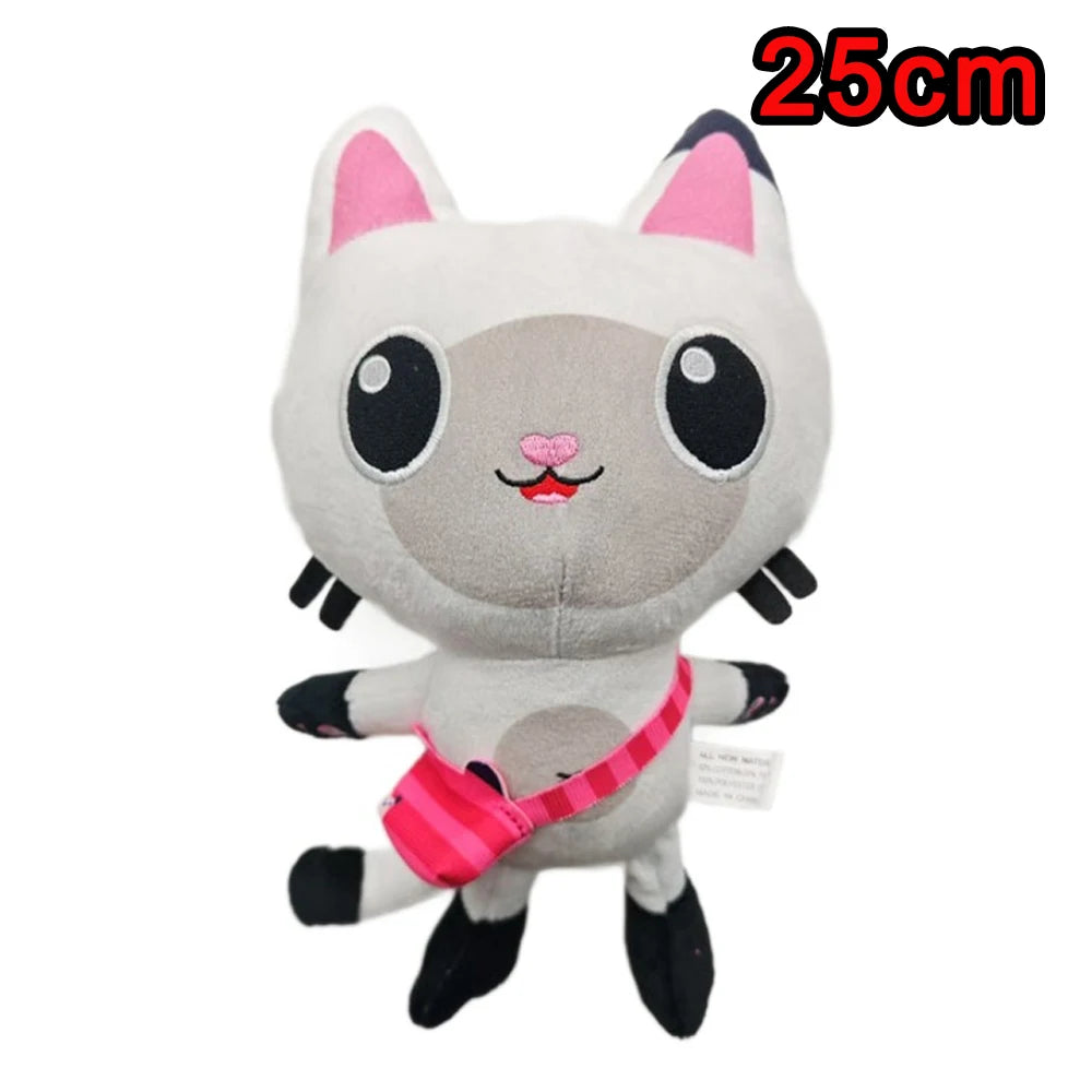 8pcs New Gabbys doll house Plush keychain Toy Mercat Cartoon Stuffed Animals Smiling Cat Car Cat Hug Gaby Girl Birthday Gift
