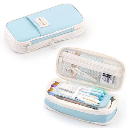 High Capacity Pencil Bag Solid Color Pen Holder School Supplies Durable Big Stationery Case Eraser Organizer for Boys Girls Gift
