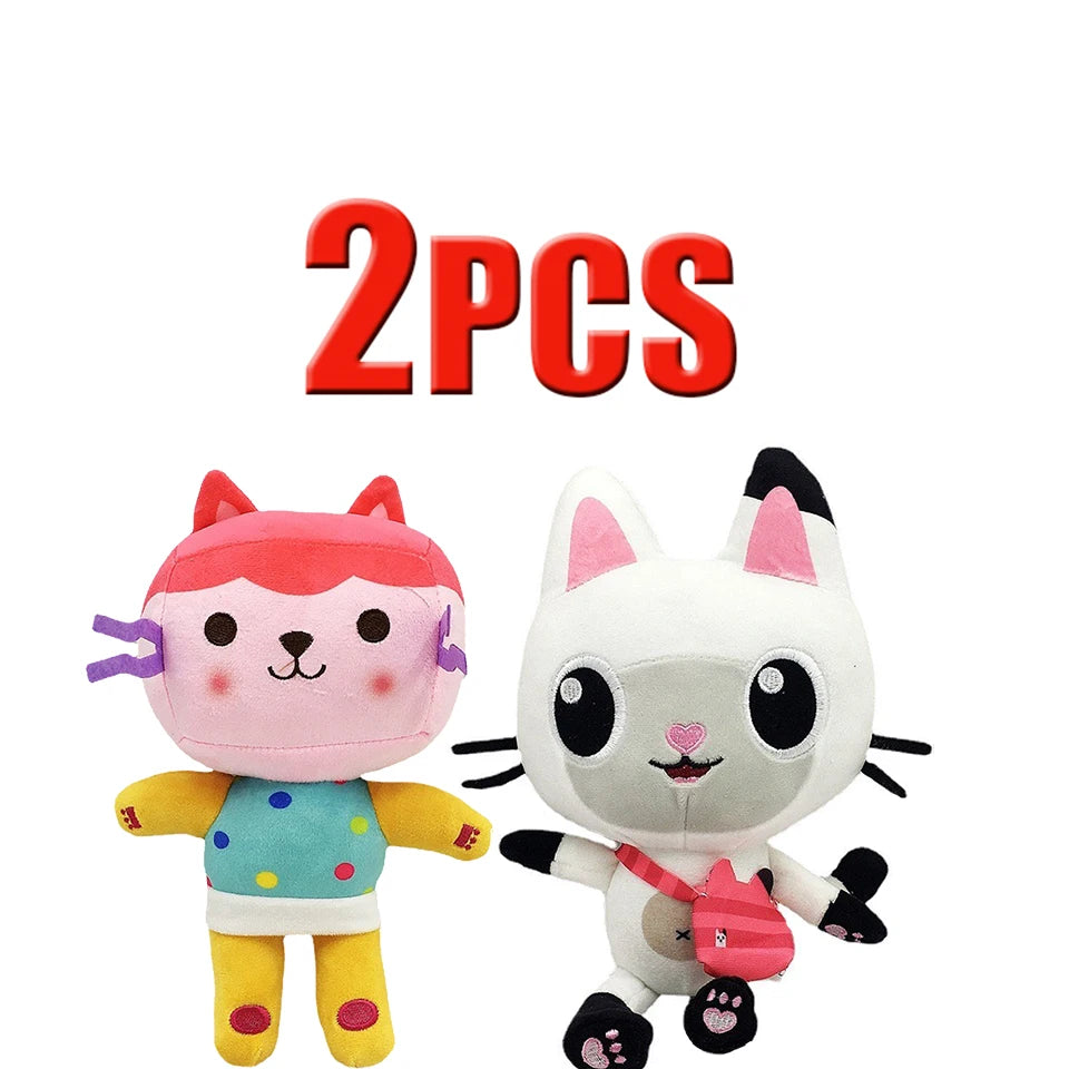 ##8-Piece Gabby Doll House Plush Toy Set 25cm Mermaid Cat Stuffed Animal Cartoon Doll Children's Christmas Gift