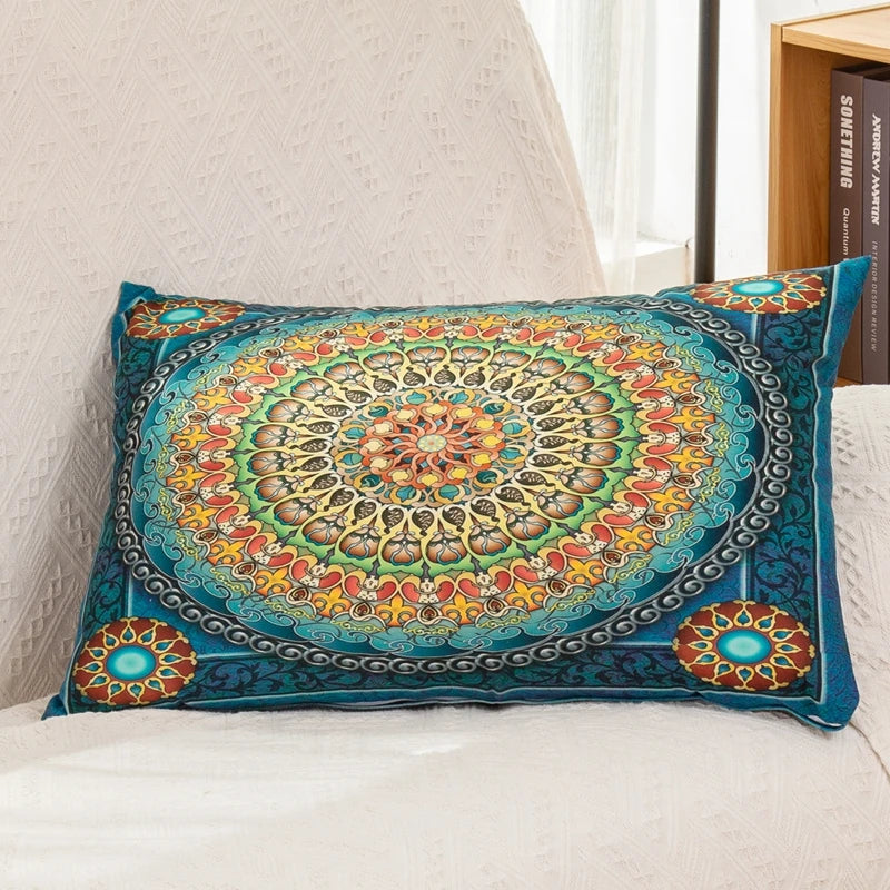 Ethnic Style Retro Pillow with Core Bohemian Square Cushion Homestay Bedroom Living Room Sofa Backrest Lumbar Pillow