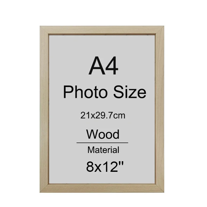 A4 Wood Photo Frame 1/2/3PCS 8x12inch Black White Brown Certificates Frame Picture Frame Log Color Home Decor Poster Frame