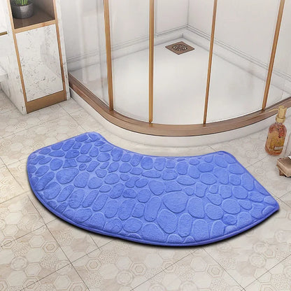Curved Bathroom Mat — Non-Slip Pebble Texture