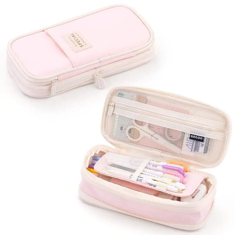 High Capacity Pencil Bag Solid Color Pen Holder School Supplies Durable Big Stationery Case Eraser Organizer for Boys Girls Gift