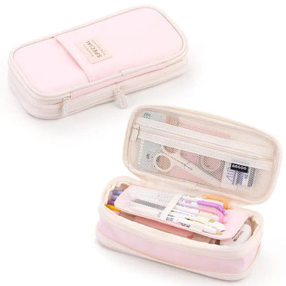 High Capacity Pencil Bag Solid Color Pen Holder School Supplies Durable Big Stationery Case Eraser Organizer for Boys Girls Gift