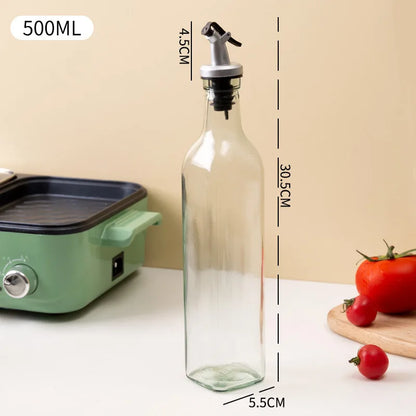 Square Glass Seasoning Bottle — Kitchen Oil & Vinegar Dispenser