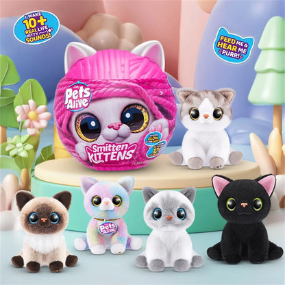 ZURU Pets Alive Smitten Kittens Surprise Tabby Cat Ginger Nurture Play Soft Toy Unboxing Adopt Interactive Decoration Gift