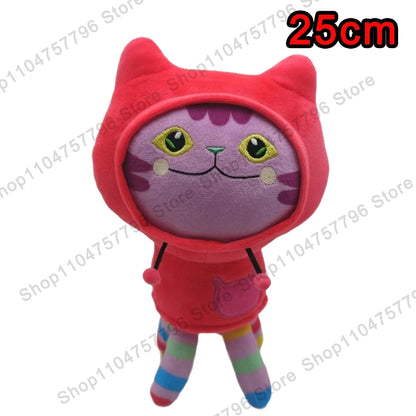 8pcs New Gabbys doll house Plush keychain Toy Mercat Cartoon Stuffed Animals Smiling Cat Car Cat Hug Gaby Girl Birthday Gift