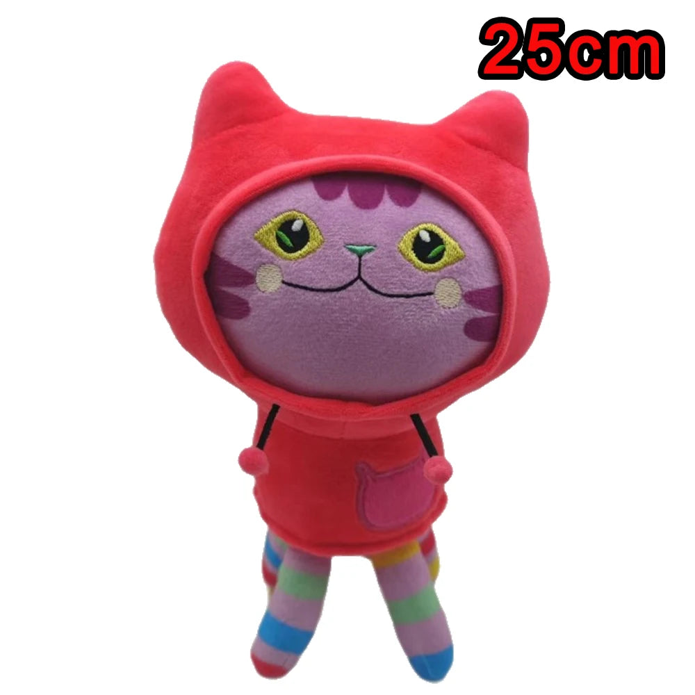 8pcs New Gabbys doll house Plush keychain Toy Mercat Cartoon Stuffed Animals Smiling Cat Car Cat Hug Gaby Girl Birthday Gift