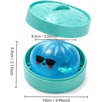 Glitter Shark Dumplings Squishy Toy Soft Slow Resilience Mini Buns Fidget with Steamer Steamed Stuffed Bun Adult Festival Gifts