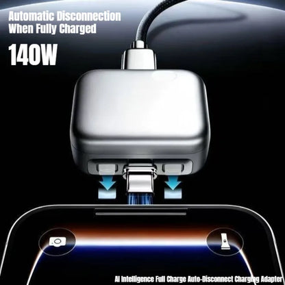 For Type-C Devices AI Intelligence Full Charge Auto-Disconnect Charging Adapter 140W Fast Charge Safety Separator Automatically
