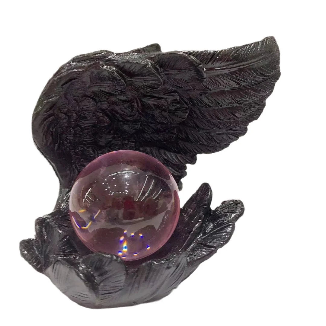1pc Creative angel wings, resin handcrafted crystal ball base, desktop decoration, glass ball seat, display item base