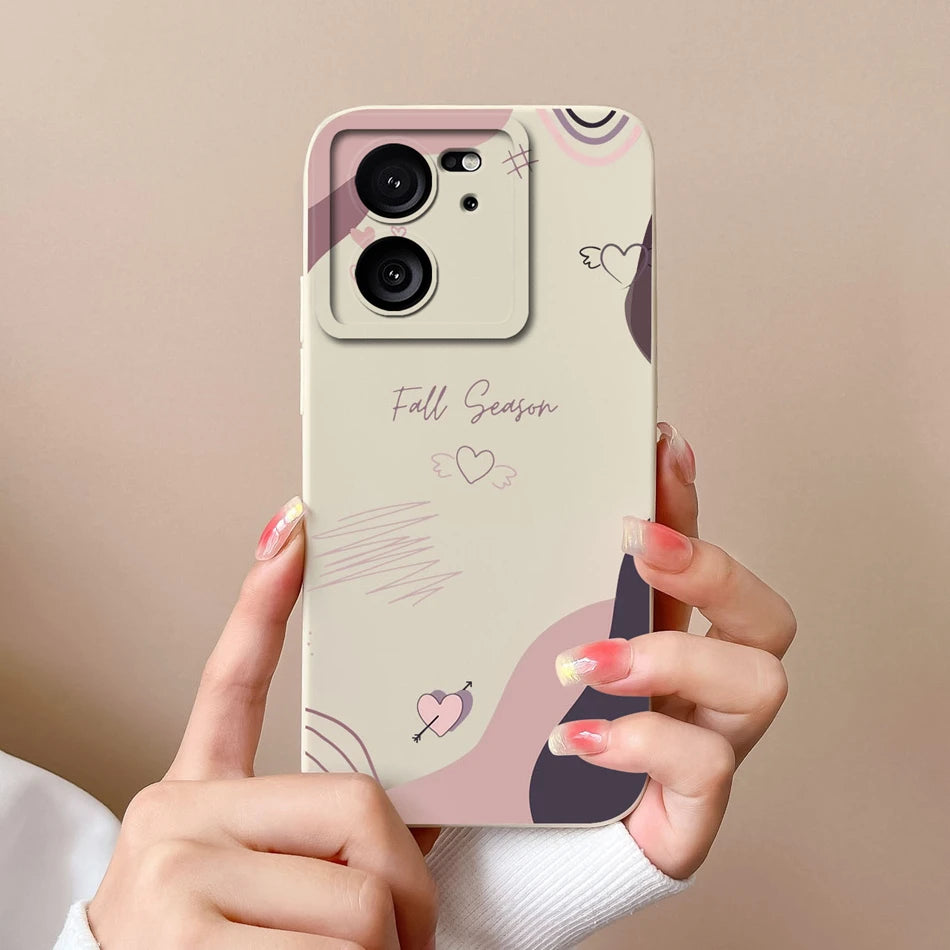 For Xiaomi 13T Pro Case Love Heart Soft Liquid Silicone Camera Protection Back Cover For Xiaomi13T 13TPro Anti Drop Phone Cases