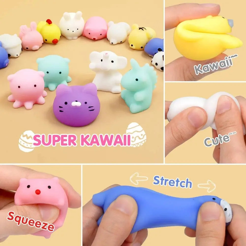 10pcs Random Mini Squishy Mochi Squishy Toy Party Favors Kawaii Animal Squishy Stress Toy Unicorn Piggy Cat Toy for Kid Girl Boy