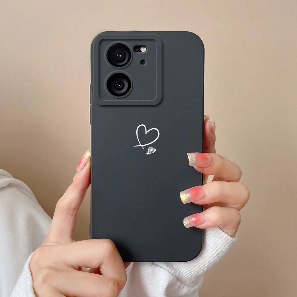 For Xiaomi 13T Pro Case Love Heart Soft Liquid Silicone Camera Protection Back Cover For Xiaomi13T 13TPro Anti Drop Phone Cases