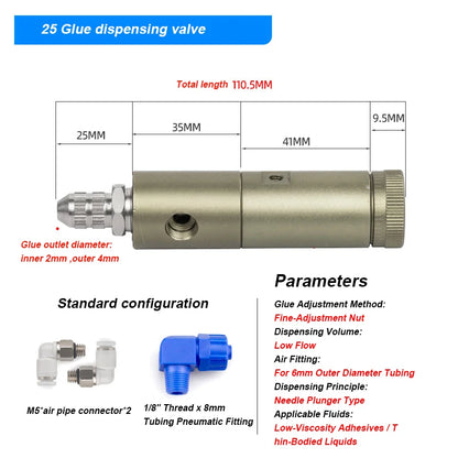 3131 Suck Back Large Flow Viscosity Adjustable Precision Glue Dispensing Valve