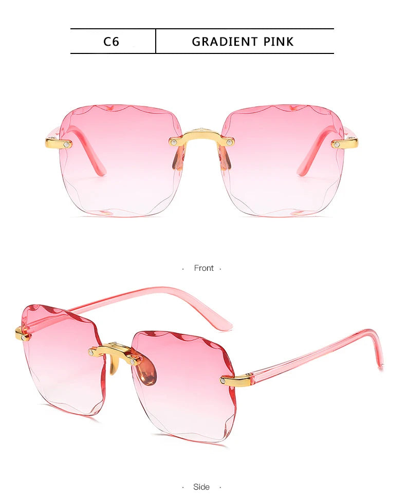 1/3PCS Square Rimless Sunglasses Women Luxury Brand Designer Summer Glasses Fashion Sun glasses For Men UV400 Shades