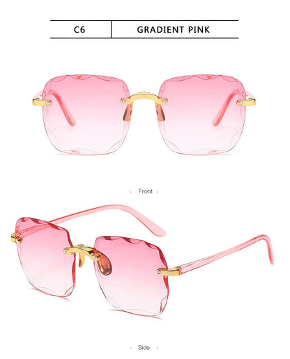 1/3PCS Square Rimless Sunglasses Women Luxury Brand Designer Summer Glasses Fashion Sun glasses For Men UV400 Shades