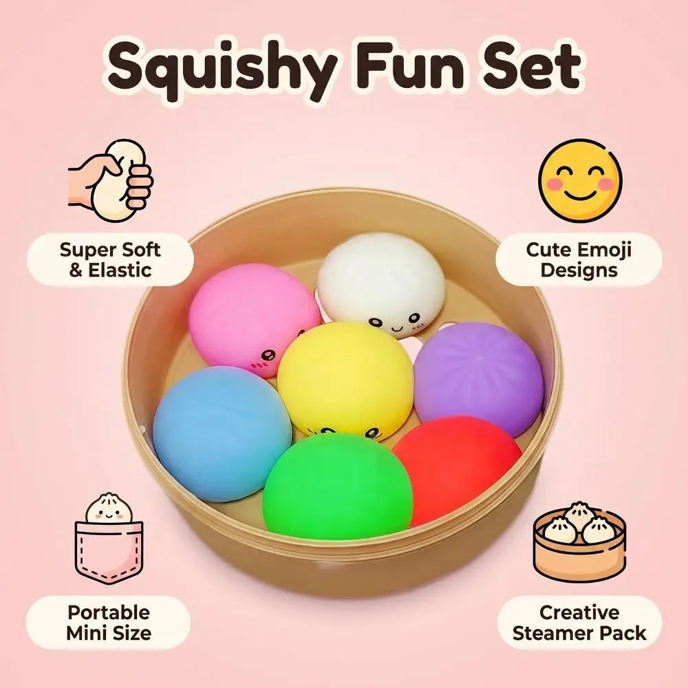 Prank Toy Soft Cute Dumplings Squishy With Steamer Squeezable Squishy Crystal Bun Pinch Food Shape Fidget Sensory Toy Kids Toy