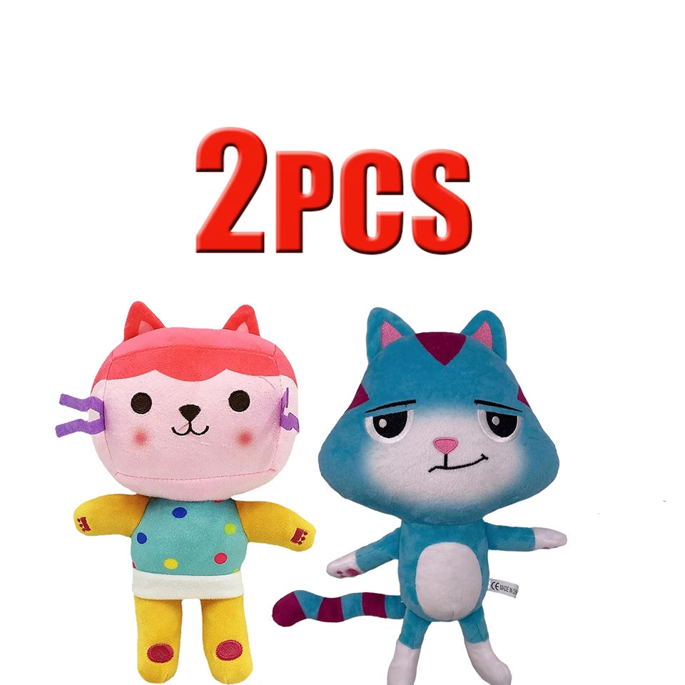 ##8-Piece Gabby Doll House Plush Toy Set 25cm Mermaid Cat Stuffed Animal Cartoon Doll Children's Christmas Gift