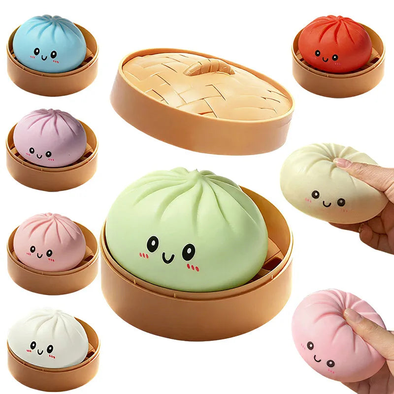 Giant Simulation Steamed Stuffed Bun Glitter Dumpling Squishy With Box Dumplings Sensory Squeeze Toy Kids Gift For Stress Relief
