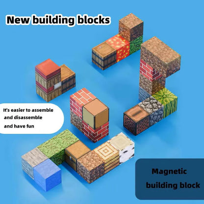Magnetic Building Blocks Montessori STEM Educational Sensory Toys for Mine World Kids Boys Girls Ages 3+ DIY Magnet Cube Gift