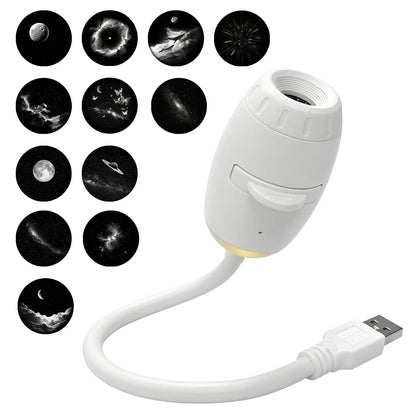 2 in 1 USB Ambient Projection Light Adjustable Focus Car Interior Light Home Room Starry Star Romantic Saturn Galaxy Night Light