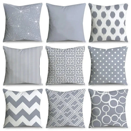 Gray Striped Geometric Double-sided Printed pillow cover Short plush Suitable living rooms bedrooms sofas throw cushion cover